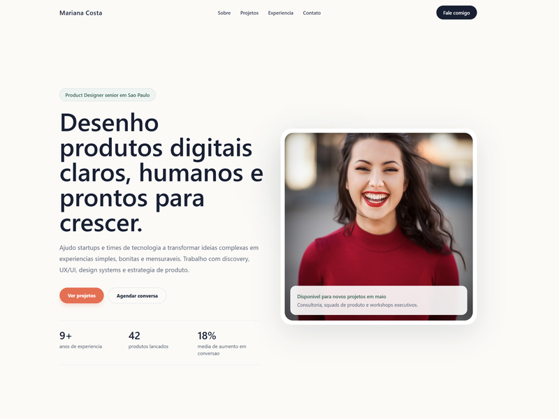 Prévia de portfólio profissional
